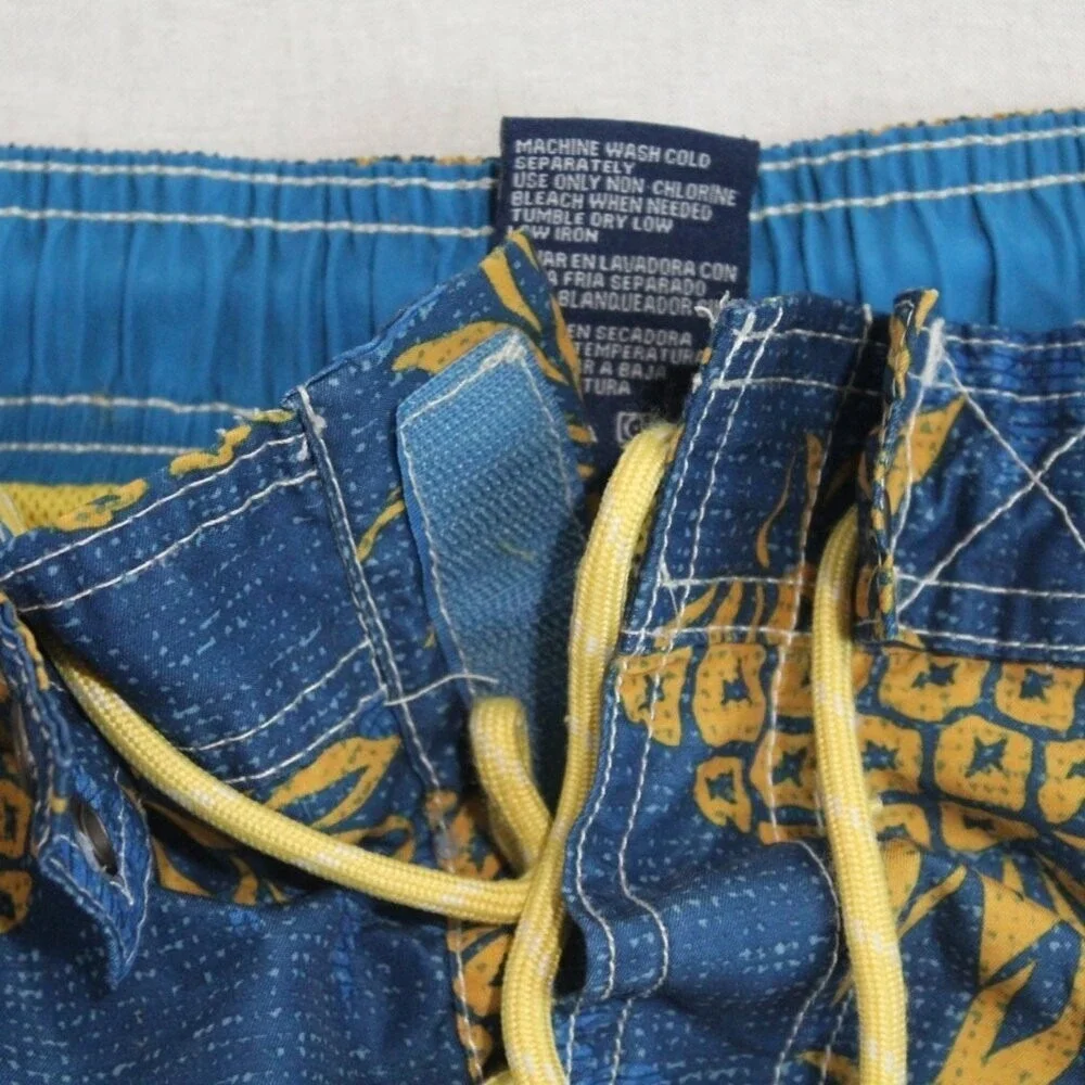 Caribbean Joe Board Shorts Mens Large Blue Pineapple Floral Swim Trunks